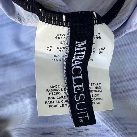 Miraclesuit Bandini Swim Top Womens 14 Blue Black Pink Underwire Swimwear NWT - Picture 7 of 11